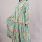 Turquoise Floral Cotton Dress– Lightweight, Breathable & Elegant