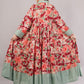 Red Floral Cotton Dress with Green Collar – Bold, Breezy & Stylish