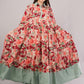 Red Floral Cotton Dress with Green Collar – Bold, Breezy & Stylish