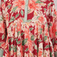 Red Floral Cotton Dress with Green Collar – Bold, Breezy & Stylish