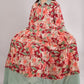 Red Floral Cotton Dress with Green Collar – Bold, Breezy & Stylish