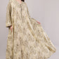 Paisley Cotton Dress– Earthy Elegance with Zigzag Sleeve Detail