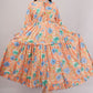 Peach Floral Cotton Dress– Soft Volume with Tiered Ruffle