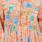 Peach Floral Cotton Dress– Soft Volume with Tiered Ruffle