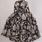 Black Floral Cotton Dress– Timeless Style with Pockets & Ruffle