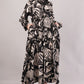 Black Floral Cotton Dress– Timeless Style with Pockets & Ruffle