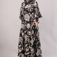 Black Floral Cotton Dress– Timeless Style with Pockets & Ruffle