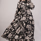 Black Floral Cotton Dress– Timeless Style with Pockets & Ruffle