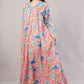 Pink Cotton Dress– Floral Fusion with Contrast Sleeve Detail