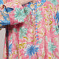 Pink Cotton Dress– Floral Fusion with Contrast Sleeve Detail