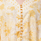 White Cotton Dress with Yellow Florals – Soft Elegance with Buttoned V-Neck