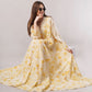White Cotton Dress with Yellow Florals – Soft Elegance with Buttoned V-Neck