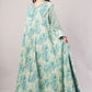 Turquoise Paisley Cotton Dress – Ethnic Chic with Zigzag Sleeve Detail