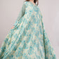 Turquoise Paisley Cotton Dress – Ethnic Chic with Zigzag Sleeve Detail