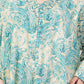 Turquoise Paisley Cotton Dress – Ethnic Chic with Zigzag Sleeve Detail