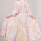 Pastel Marbled Cotton Dress– Swirling Elegance in Pink, Blue & Yellow