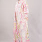 Pastel Marbled Cotton Dress– Swirling Elegance in Pink, Blue & Yellow