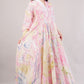 Pastel Marbled Cotton Dress– Swirling Elegance in Pink, Blue & Yellow