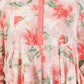 Orange Floral Cotton Dress – Romantic Blooms with Solid Collar & Hem