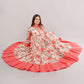 Orange Floral Cotton Dress – Romantic Blooms with Solid Collar & Hem