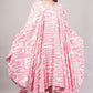 Pink Abstract Cotton Dress – Maze-Inspired Print with Dramatic Pleats