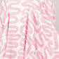 Pink Abstract Cotton Dress – Maze-Inspired Print with Dramatic Pleats