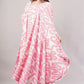 Pink Abstract Cotton Dress – Maze-Inspired Print with Dramatic Pleats