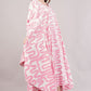 Pink Abstract Cotton Dress – Maze-Inspired Print with Dramatic Pleats