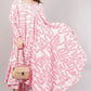 Pink Abstract Cotton Dress – Maze-Inspired Print with Dramatic Pleats