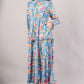Blue Floral Cotton Dress– Voluminous Elegance with Ruffles & Gathered Waist