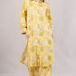 Women Floral Yellow Cotton Co-ord Set Dress – Button-Down Shirt & Wide-Leg Pants