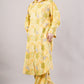 Women Floral Yellow Cotton Co-ord Set Dress – Button-Down Shirt & Wide-Leg Pants