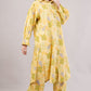 Women Floral Yellow Cotton Co-ord Set Dress – Button-Down Shirt & Wide-Leg Pants