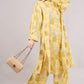 Women Floral Yellow Cotton Co-ord Set Dress – Button-Down Shirt & Wide-Leg Pants