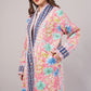 Reversible Quilted Cotton Coat – Pink Floral & White Botanical  Artisan Statement Outerwear