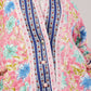 Reversible Quilted Cotton Coat – Pink Floral & White Botanical  Artisan Statement Outerwear