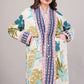 Reversible Quilted Cotton Coat – Pink Floral & White Botanical  Artisan Statement Outerwear