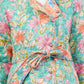 Reversible Blue Floral Quilted Jacket - Block Print Cotton Coat