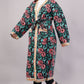 Reversible Quilted Floral Cotton Robe Coat – Black Rose & Vintage Bloom Artisan Winterwear