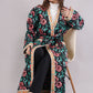Reversible Quilted Floral Cotton Robe Coat – Black Rose & Vintage Bloom Artisan Winterwear