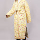 Reversible Quilted Yellow Cotton Robe – Floral & Geometric Belted Long Loungewear