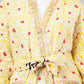 Reversible Quilted Yellow Cotton Robe – Floral & Geometric Belted Long Loungewear
