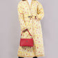 Reversible Quilted Yellow Cotton Robe – Floral & Geometric Belted Long Loungewear