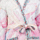 Reversible Quilted Cotton Robe – Marbled Pink & Striped Floral Belted Loungewear