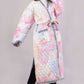 Reversible Quilted Cotton Robe – Marbled Pink & Striped Floral Belted Loungewear