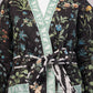 Reversible Quilted Cotton Robe – Black Floral & Diamond Pattern Belted Loungewear