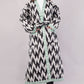 Reversible Quilted Cotton Robe – Black Floral & Diamond Pattern Belted Loungewear