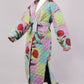 Reversible Quilted Cotton Robe – Patchwork Floral & Multicolor Striped Belted Loungewear