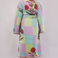 Reversible Quilted Cotton Robe – Patchwork Floral & Multicolor Striped Belted Loungewear