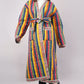 Reversible Quilted Cotton Robe – Patchwork Floral & Multicolor Striped Belted Loungewear